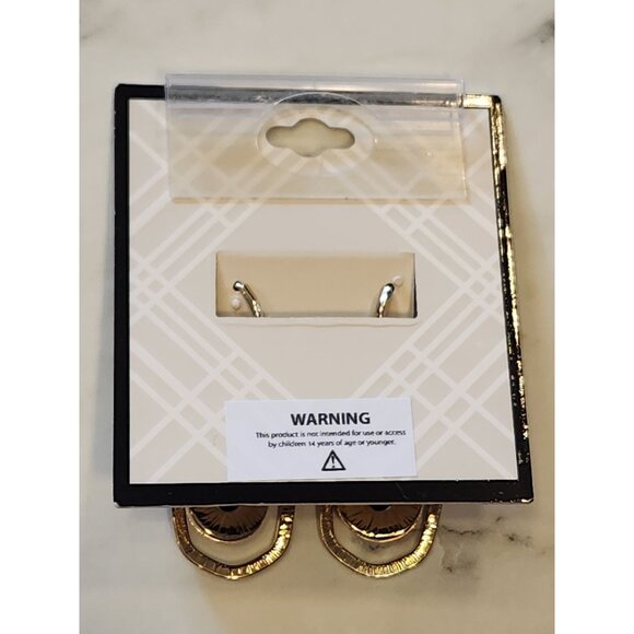 Dana Buchman Gold-Tone Drop Earrings With Black & Crystal Accents - Picture 3 of 5